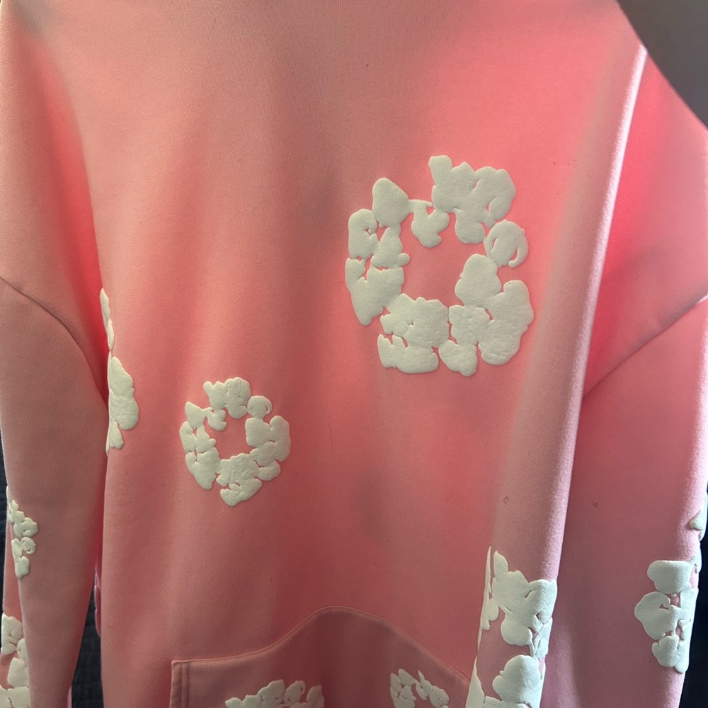 Pink Sweatshirt with White Floral Accents